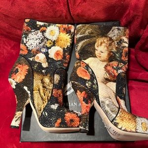 Dolce & Gabbana Tapestry Print Booties Sz 37